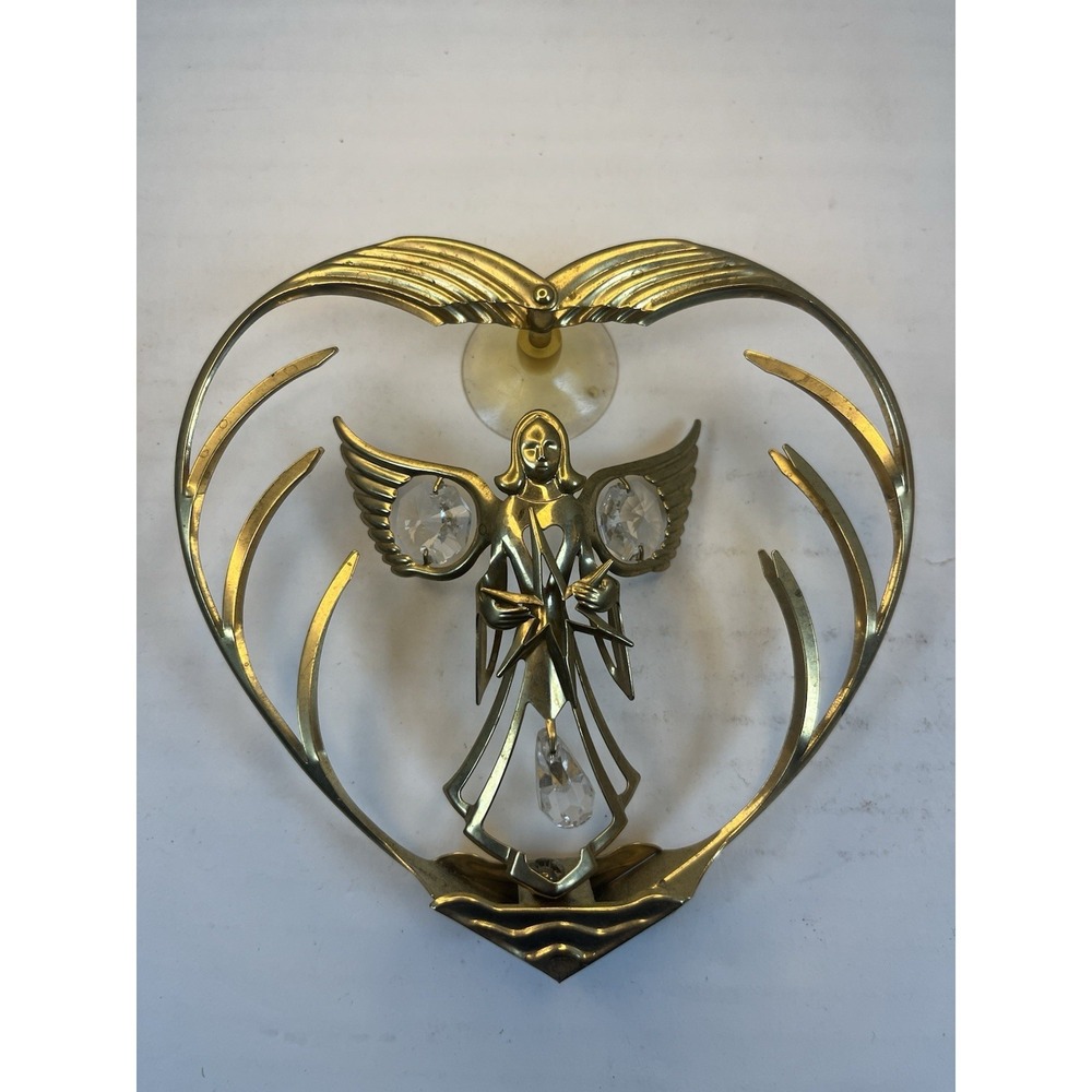Vintage Gold Plated Angel Heart Holding a Star Suncatcher 1996 Mascot‎ Suction